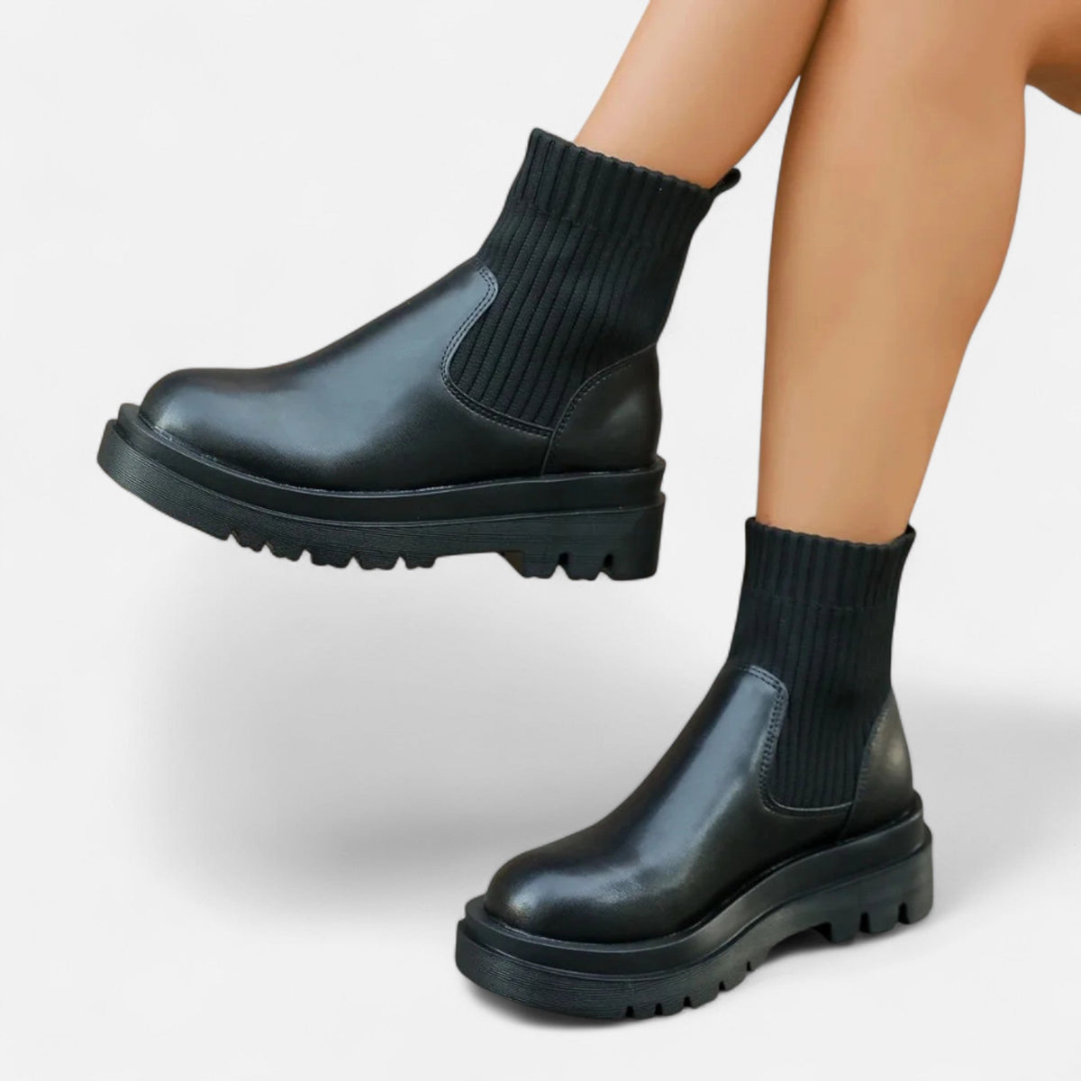 Women's Ankle Boots Block Heel Slip On Sleek Minimalist with Stitching