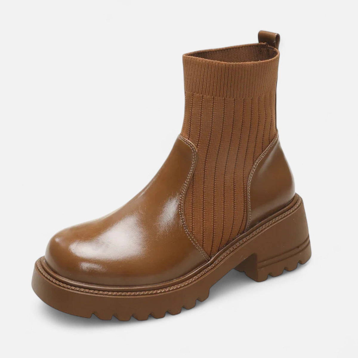 Women's Ankle Boots Block Heel Slip On Sleek Minimalist with Stitching