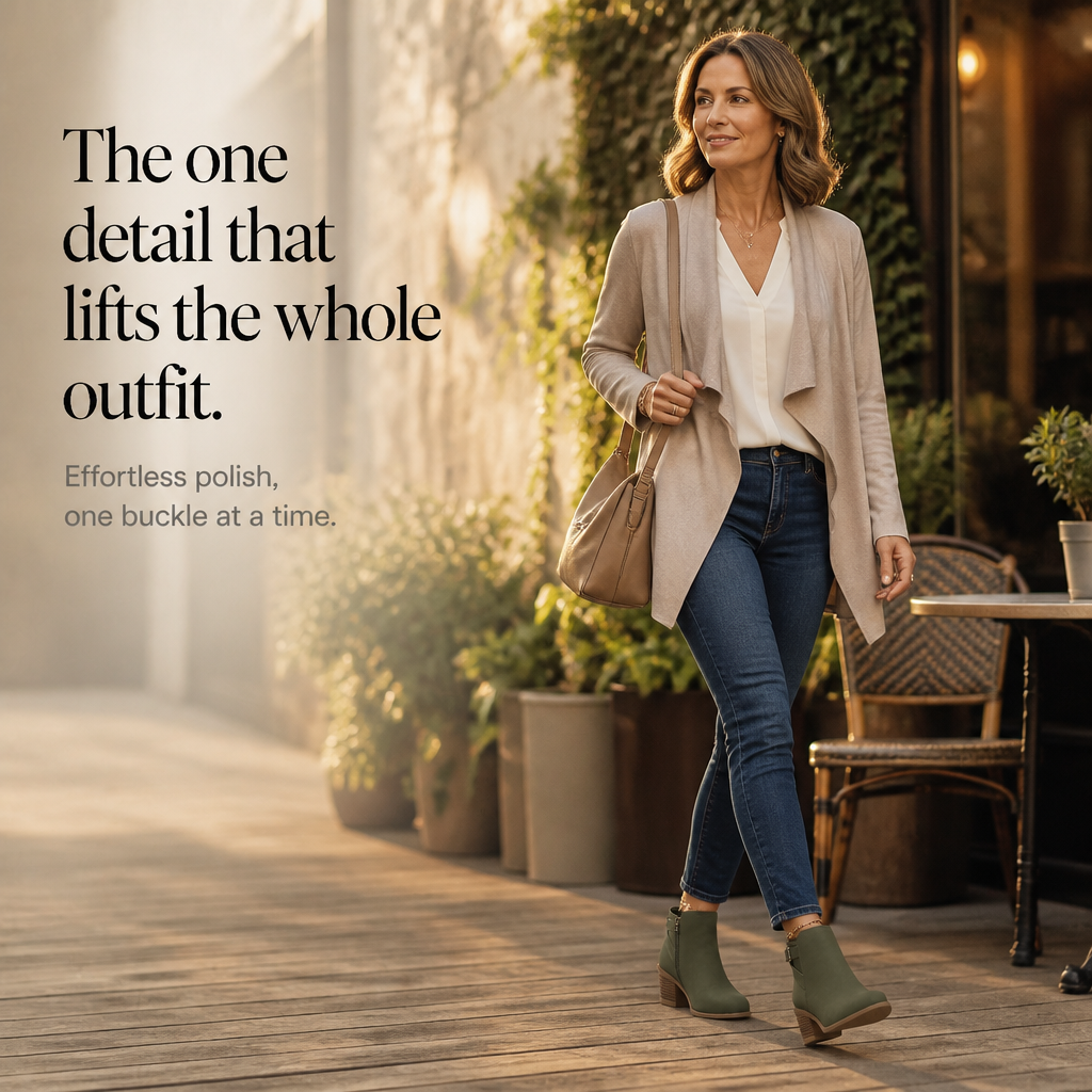 Women's Ankle Boots | Buckle Detail & Side-Zip