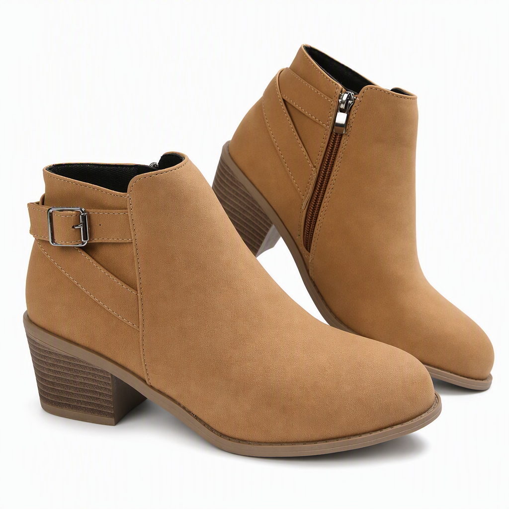 Women's Ankle Boots | Buckle Detail & Side-Zip