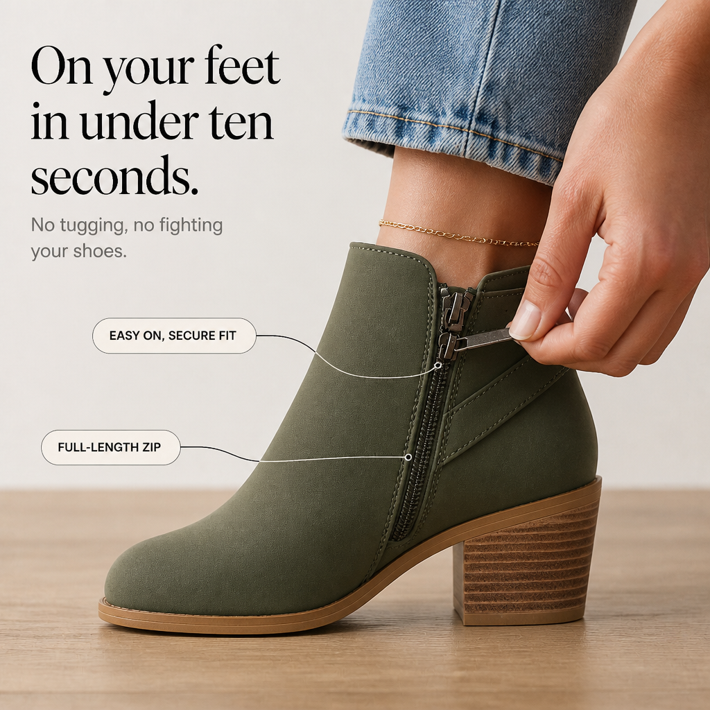 Women's Ankle Boots | Buckle Detail & Side-Zip
