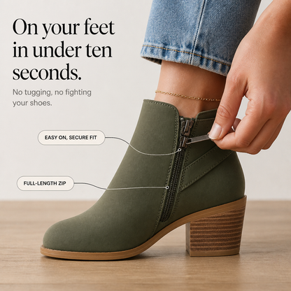 Women's Ankle Boots | Buckle Detail & Side-Zip