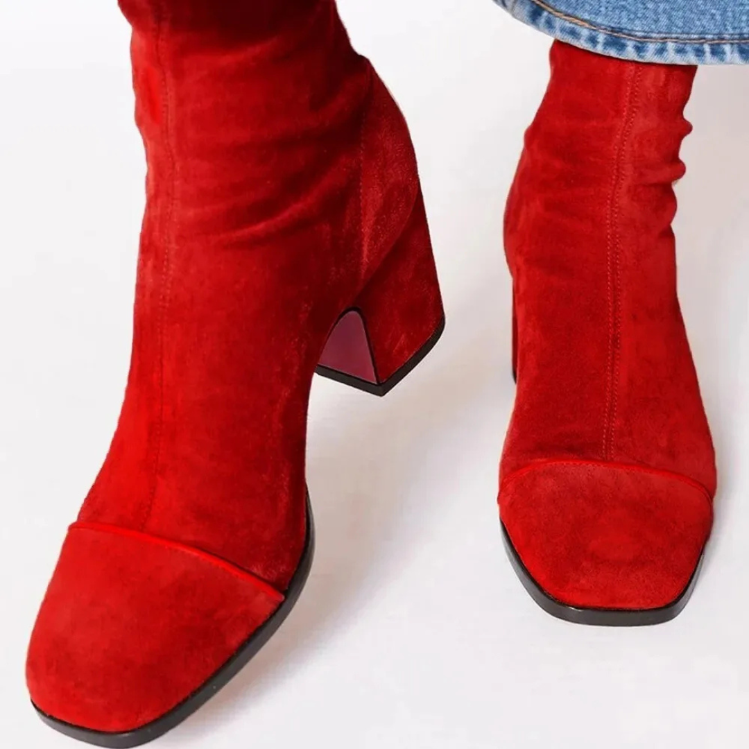 Women's Ankle Boots Classic Block Heel Round Toe with Cushioned Insole