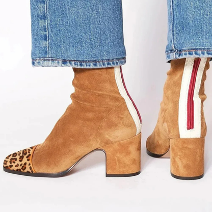 Women's Ankle Boots Classic Block Heel Round Toe with Cushioned Insole