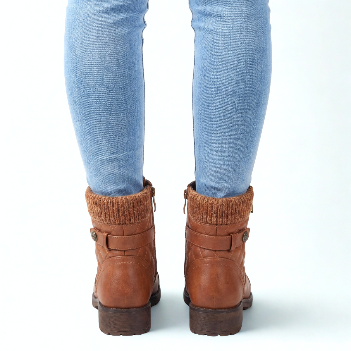 Women's Ankle Boots Quilted Panels Zip Entry Casual with Soft Band