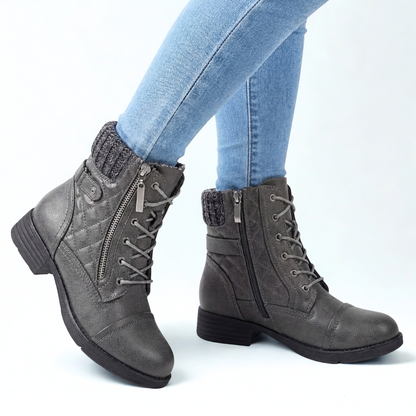 Women's Ankle Boots Quilted Panels Zip Entry Casual with Soft Band