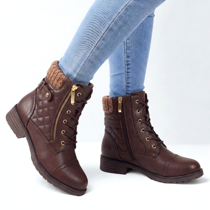 Women's Ankle Boots Quilted Panels Zip Entry Casual with Soft Band