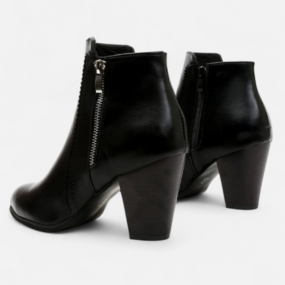 Women's Ankle Boots Retro Block Heel Side Zipper with Non Slip Sole