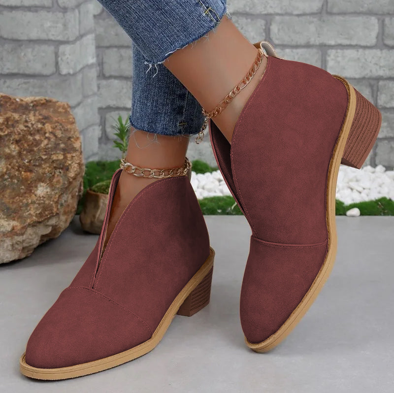 Women's Ankle Boots | V-Cut & Stacked Heel