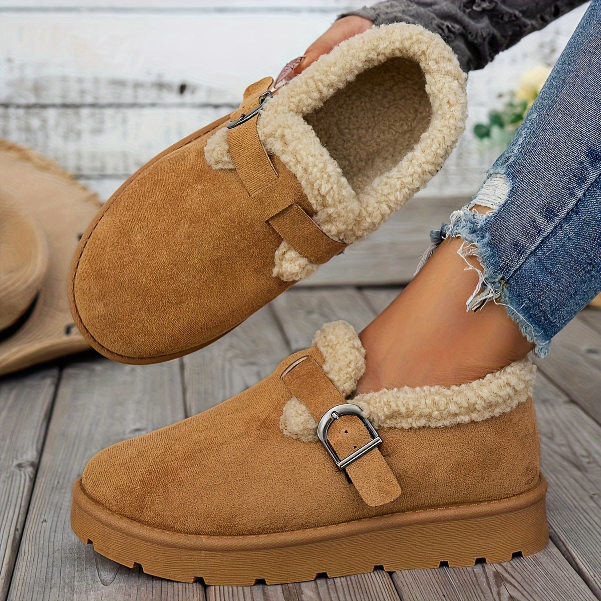 Women's Ankle Boots Warm Lined Non Slip Sole with Adjustable Strap