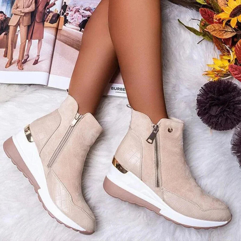 Women's Ankle Boots | Wedge Sole & Side Zip