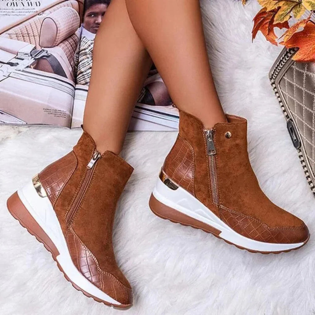 Women's Ankle Boots | Wedge Sole & Side Zip
