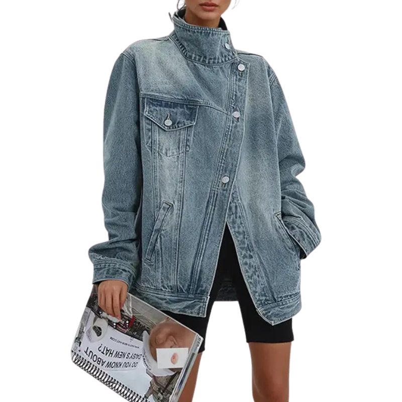 Women's Asymmetric Button Jacket | Oversized & Warm