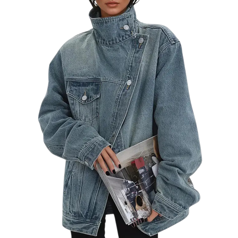 Women's Asymmetric Button Jacket | Oversized & Warm