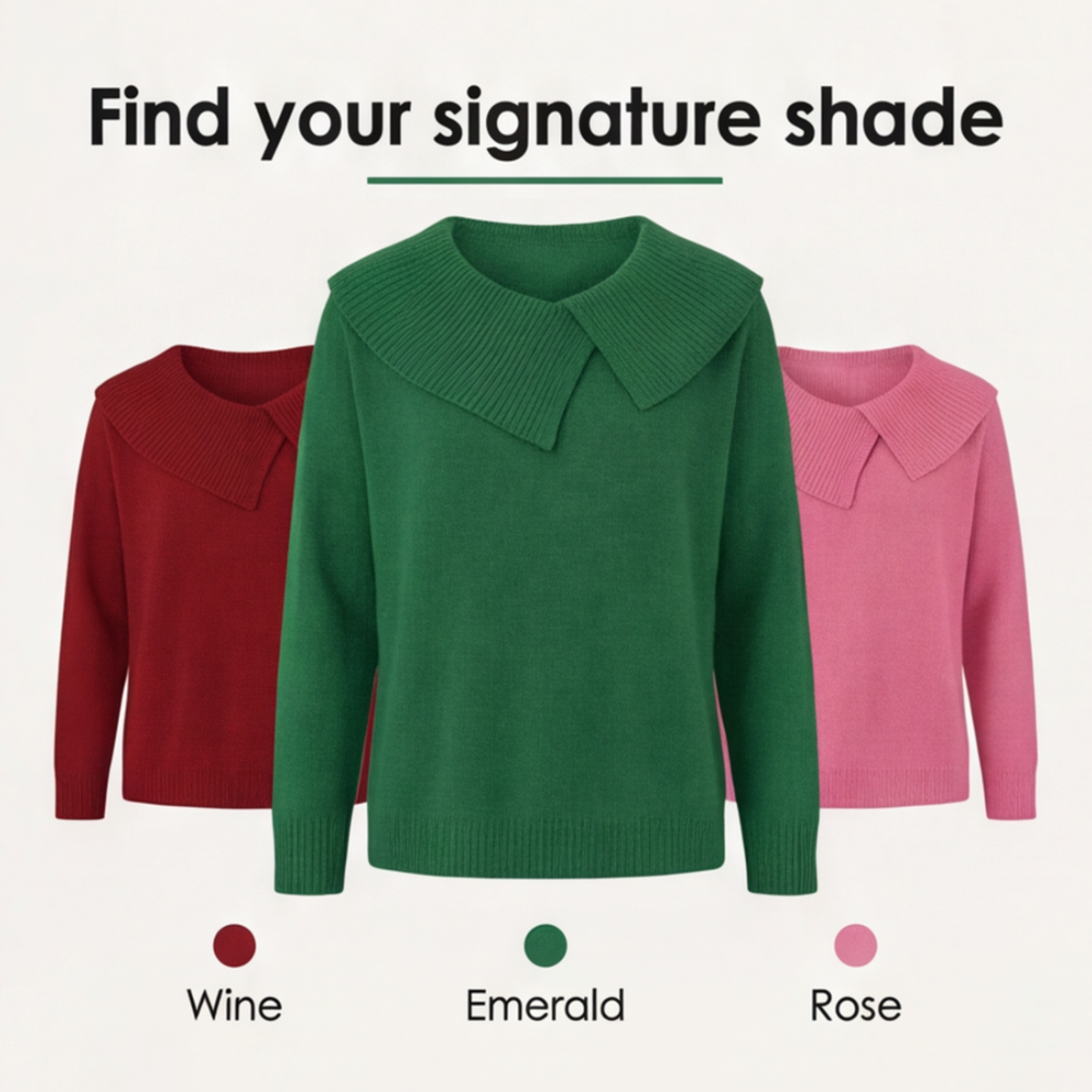 Women's Asymmetric Collar Knit Sweater | Effortless Polish