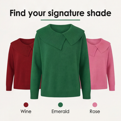 Women's Asymmetric Collar Knit Sweater | Effortless Polish