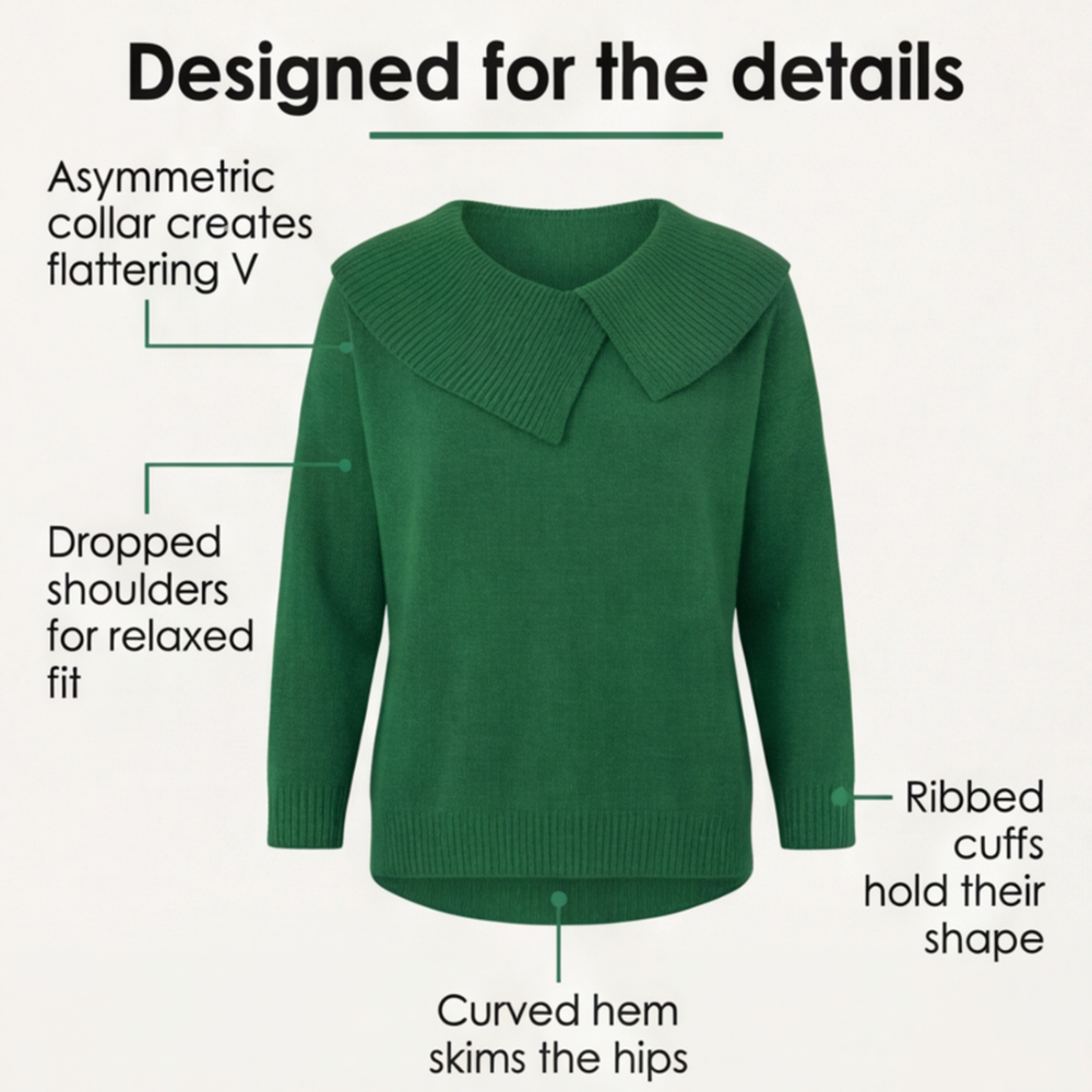 Women's Asymmetric Collar Knit Sweater | Effortless Polish