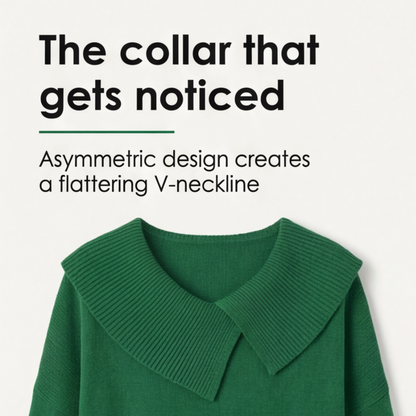 Women's Asymmetric Collar Knit Sweater | Effortless Polish