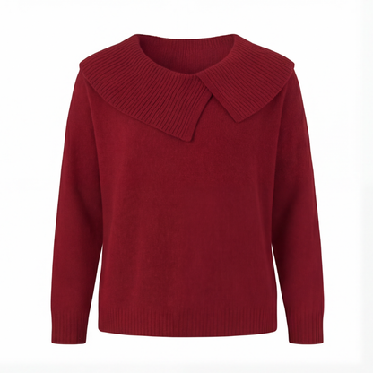 Women's Asymmetric Collar Knit Sweater | Effortless Polish