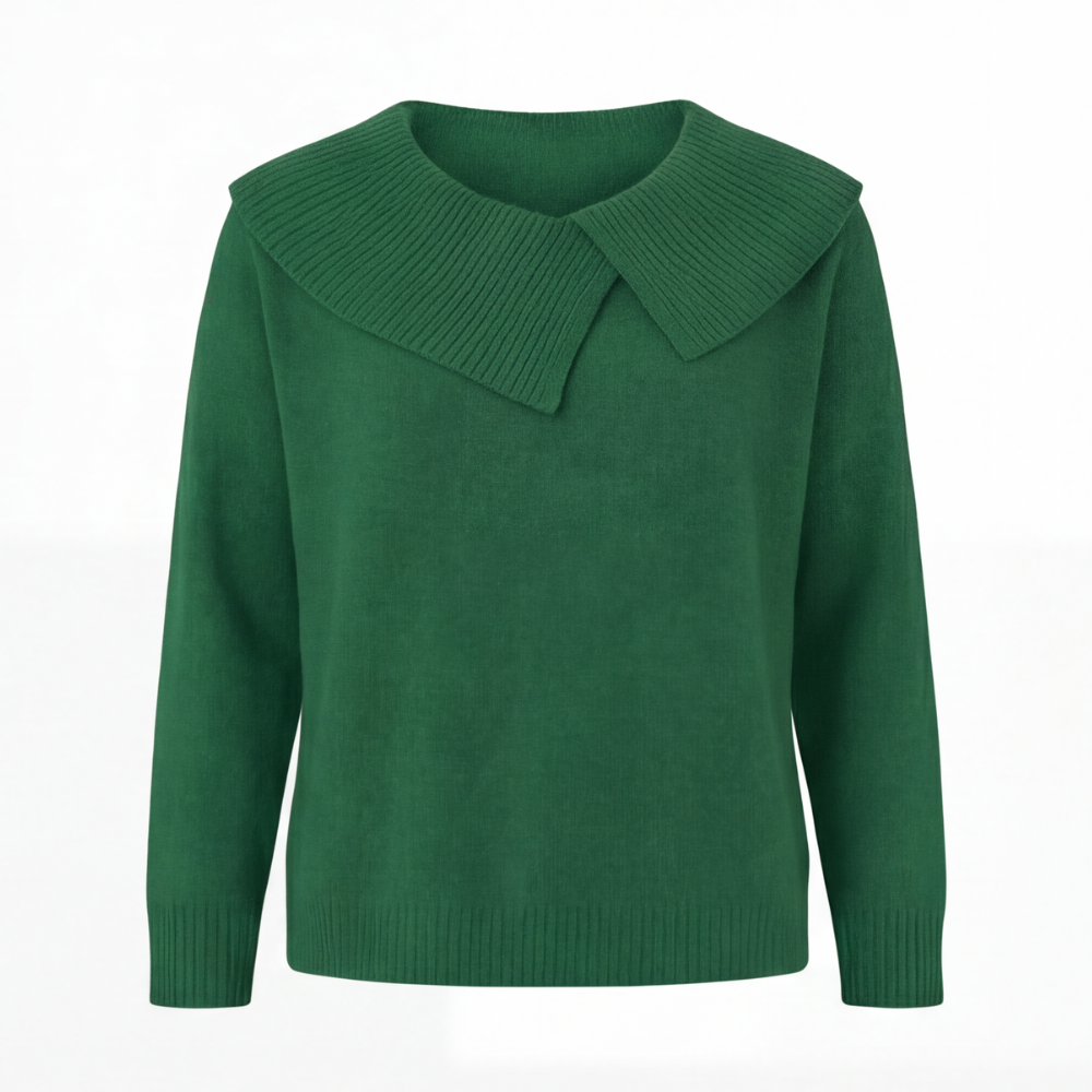 Women's Asymmetric Collar Knit Sweater | Effortless Polish