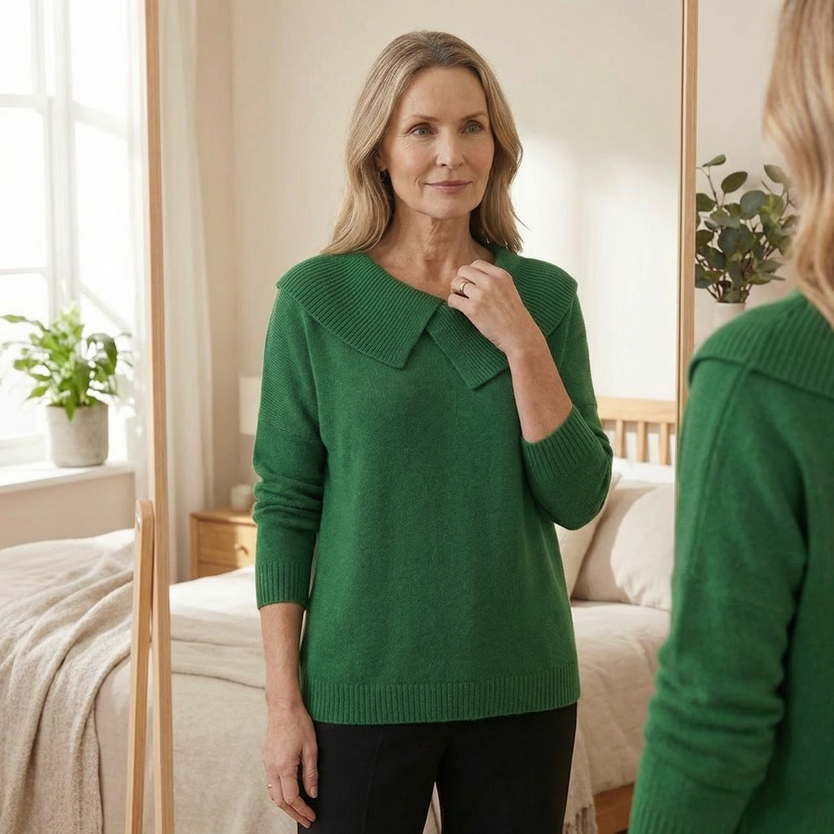 Women's Asymmetric Collar Knit Sweater | Effortless Polish