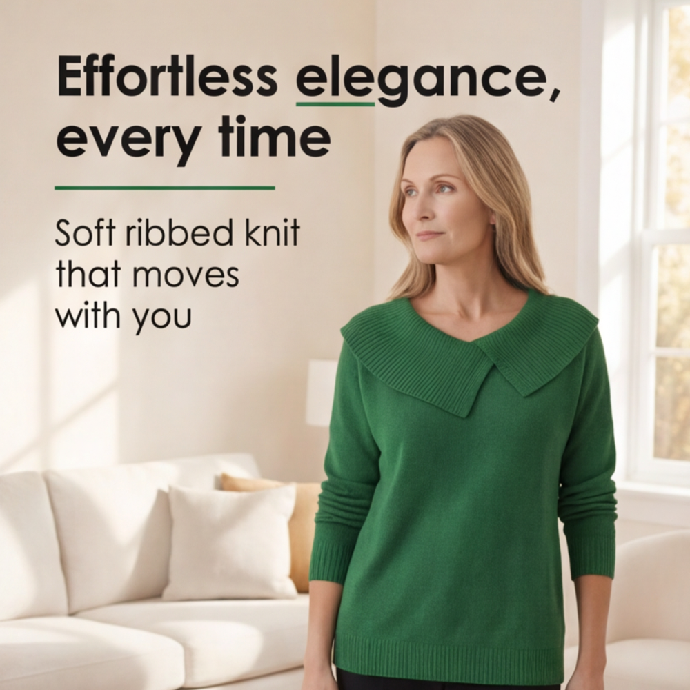 Women's Asymmetric Collar Knit Sweater | Effortless Polish