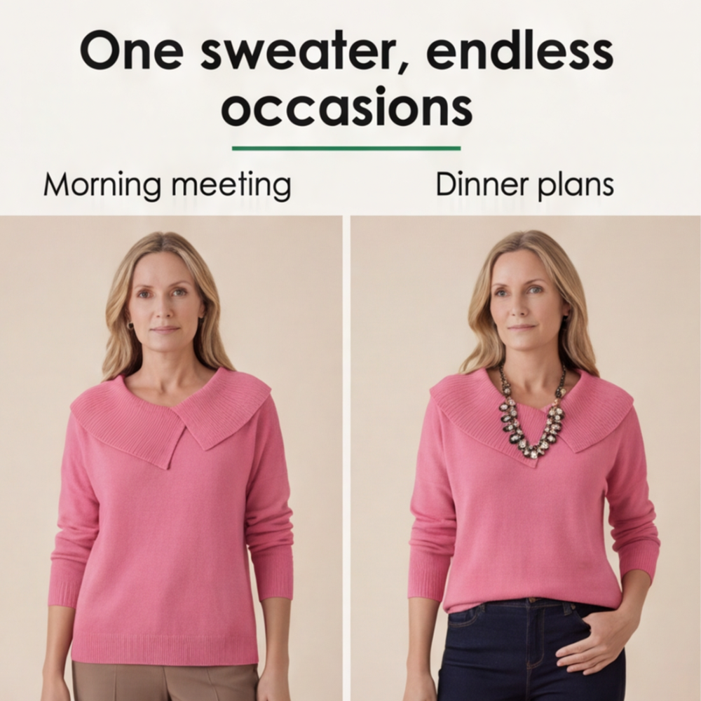 Women's Asymmetric Collar Knit Sweater | Effortless Polish