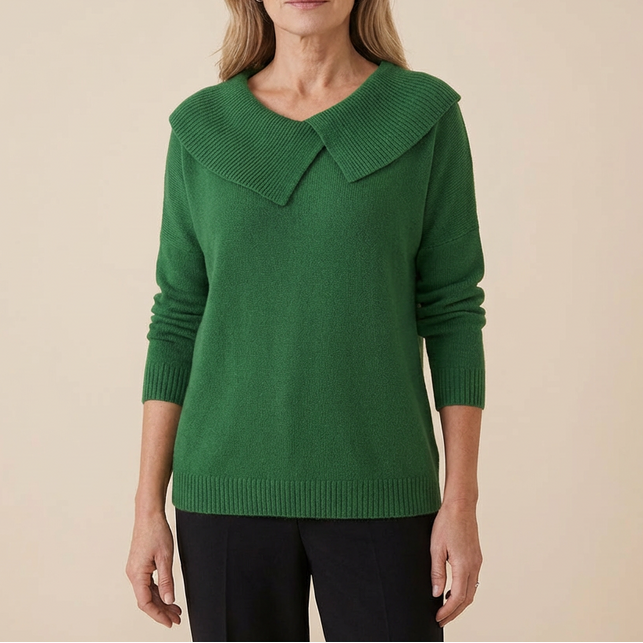 Women's Asymmetric Collar Knit Sweater | Effortless Polish
