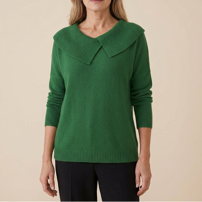 Women's Asymmetric Collar Knit Sweater | Effortless Polish