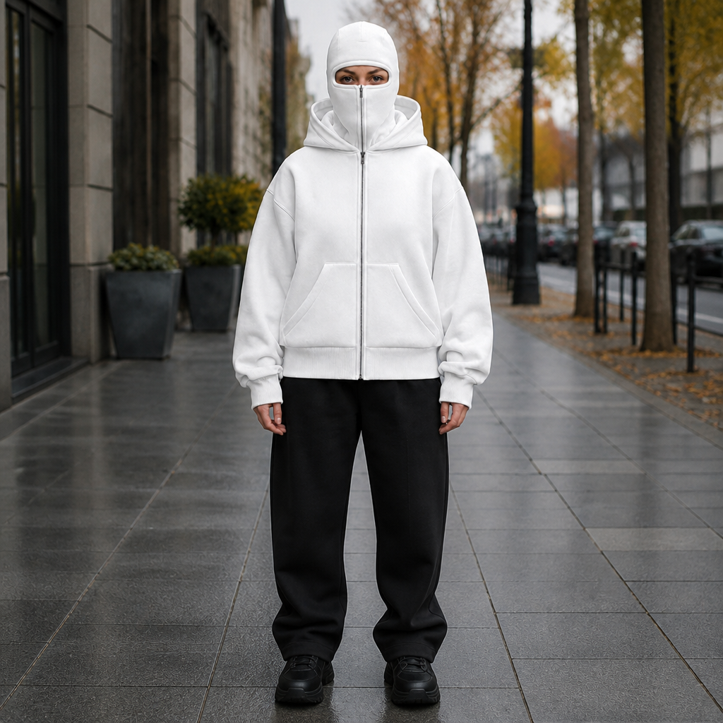 Women's Balaclava Hood Jacket Boxy Fit Zip-Up Winter Coat