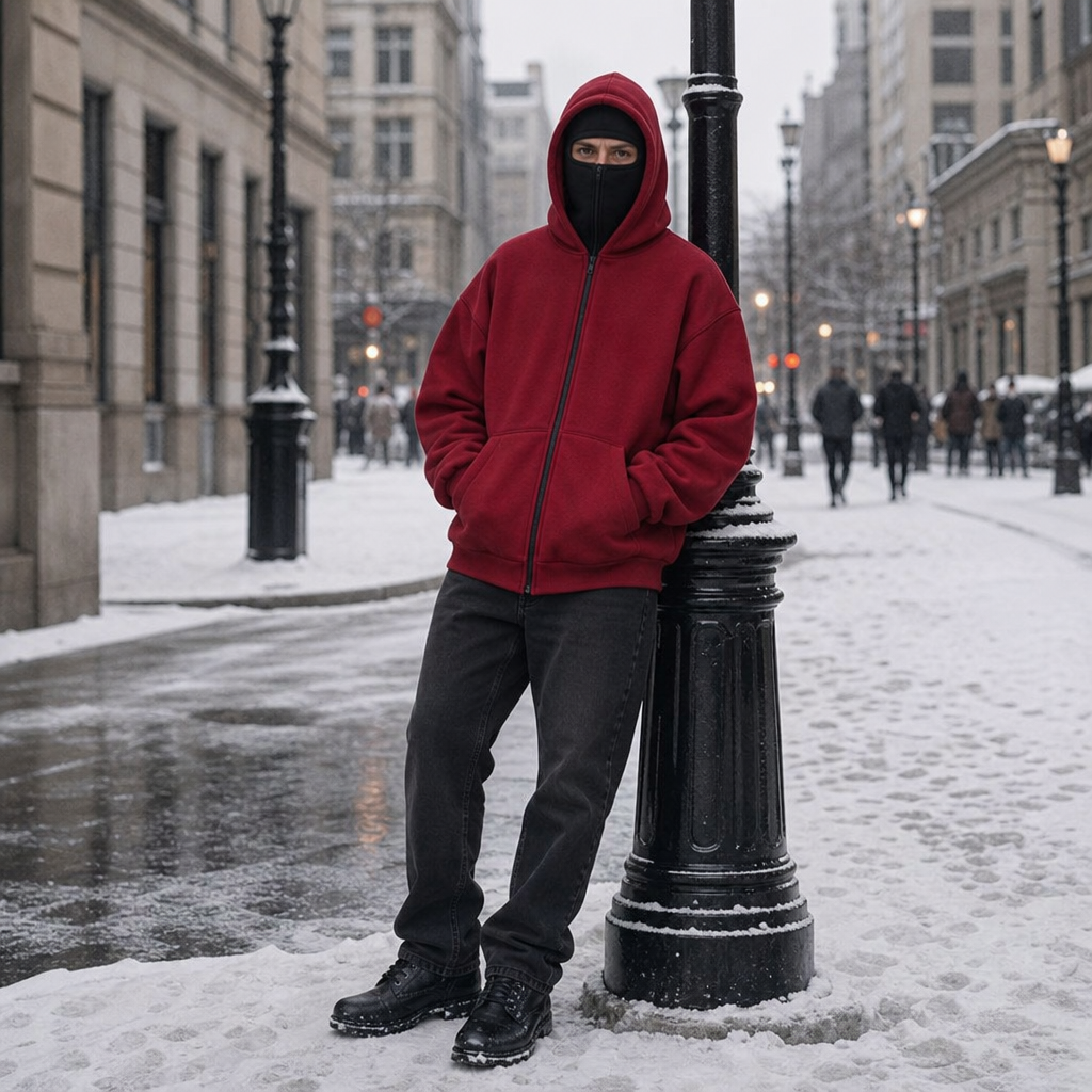 Women's Balaclava Hood Jacket Boxy Fit Zip-Up Winter Coat