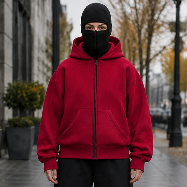 Women's Balaclava Hood Jacket Boxy Fit Zip-Up Winter Coat