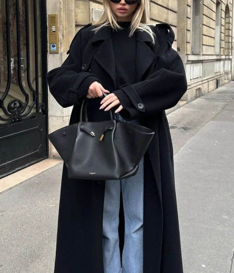 Women's Belted Maxi Coat | Lapel Collar & Long Sleeves