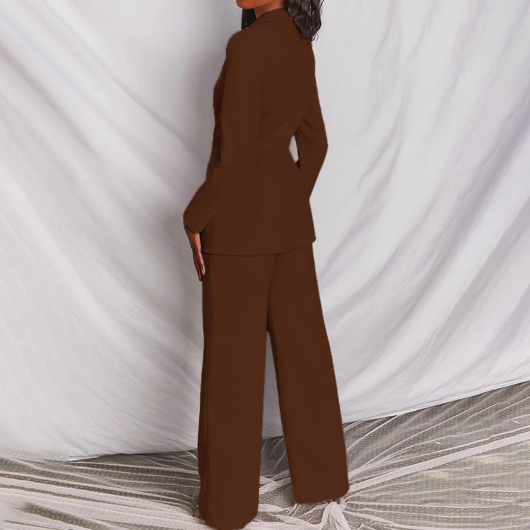 Women's Blazer Suit Tailored Fit Notch Lapel Long Sleeve with Trousers