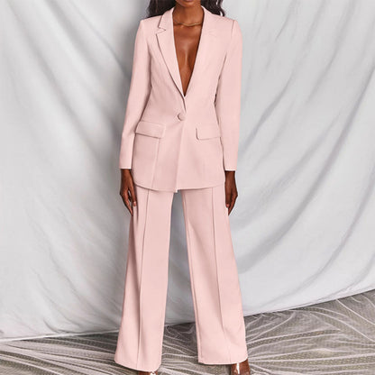 Women's Blazer Suit Tailored Fit Notch Lapel Long Sleeve with Trousers