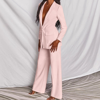 Women's Blazer Suit Tailored Fit Notch Lapel Long Sleeve with Trousers