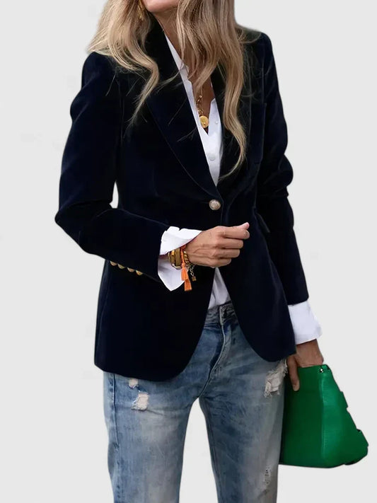 Women's Blazer Tailored Fit Notch Lapel Long Sleeve with Front Button