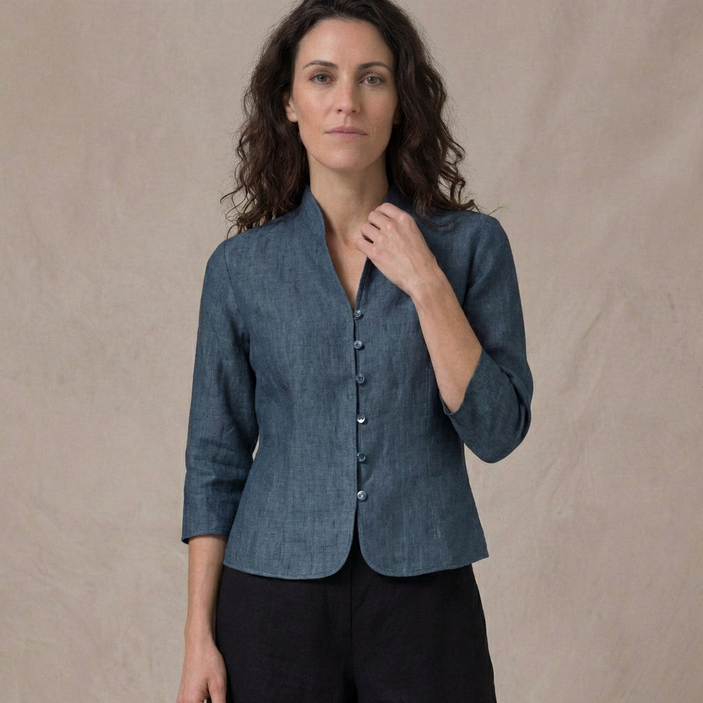 Women's Blouse | Mandarin Collar Tailored Fit
