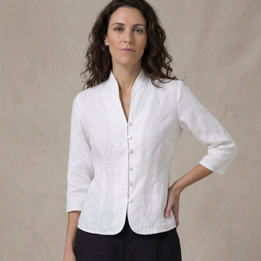Women's Blouse | Mandarin Collar Tailored Fit