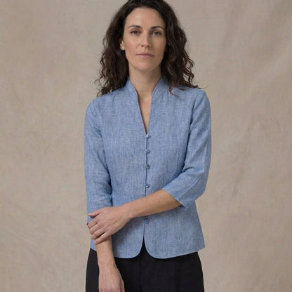 Women's Blouse | Mandarin Collar Tailored Fit