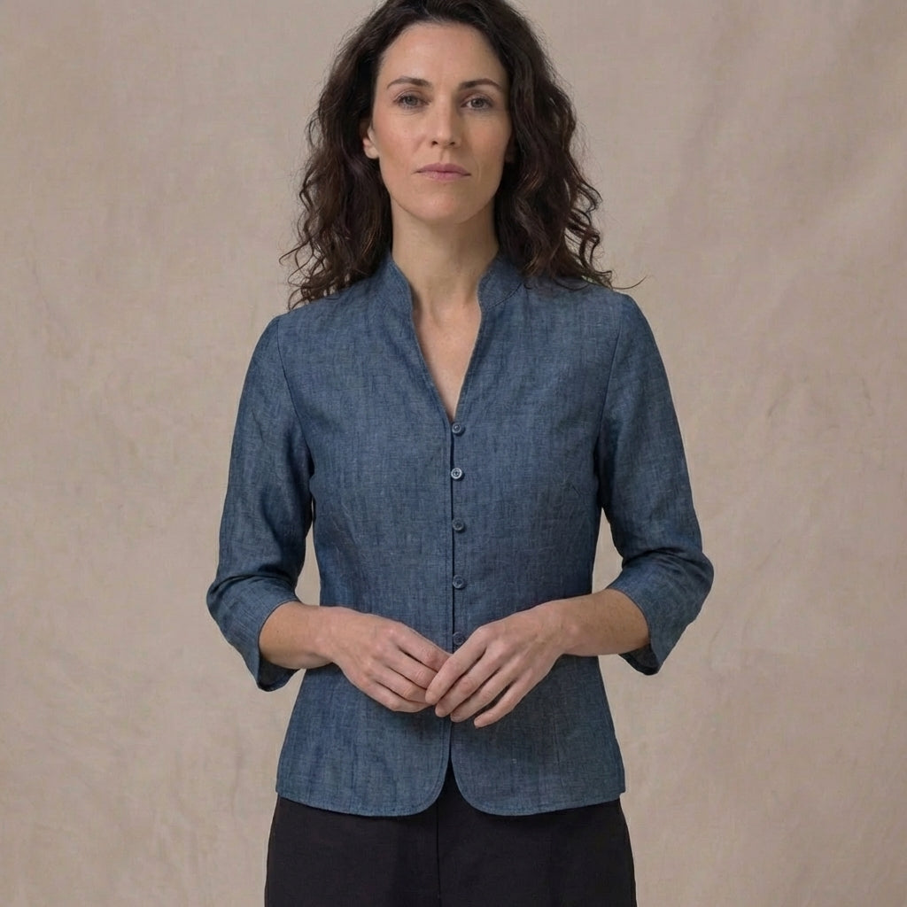 Women's Blouse | Mandarin Collar Tailored Fit