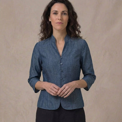 Women's Blouse | Mandarin Collar Tailored Fit