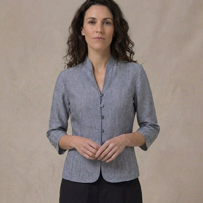 Women's Blouse | Mandarin Collar Tailored Fit