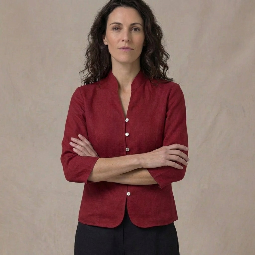 Women's Blouse | Mandarin Collar Tailored Fit
