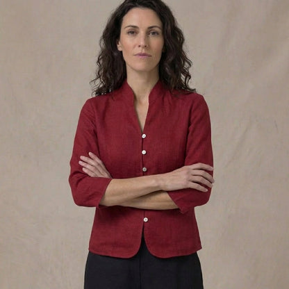 Women's Blouse | Mandarin Collar Tailored Fit