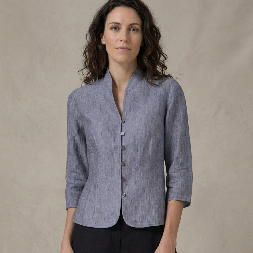 Women's Blouse | Mandarin Collar Tailored Fit