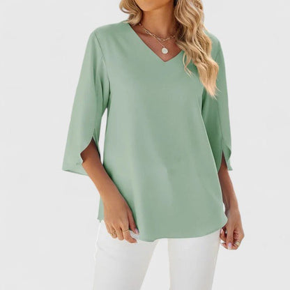 Women's Blouse | Ruffle V Neck Split Sleeve