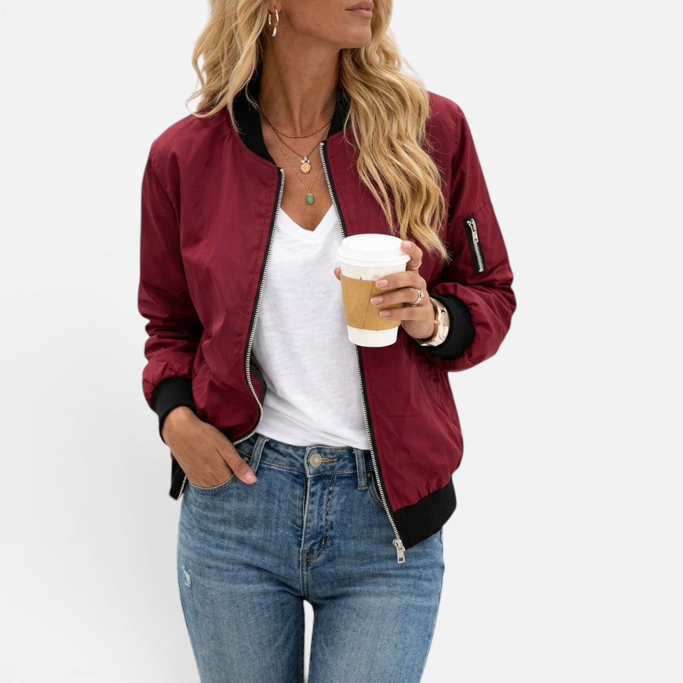 Women's Bomber Jacket | Zip Front & Lightweight