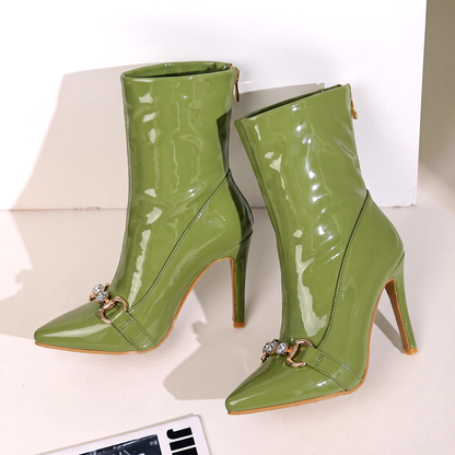 Women's Boots Ankle Pointed Toe Slim Stiletto Heel with Crystal Accent