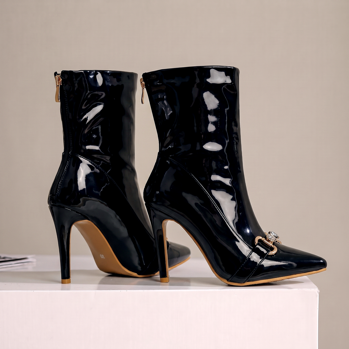 Women's Boots Ankle Pointed Toe Slim Stiletto Heel with Crystal Accent